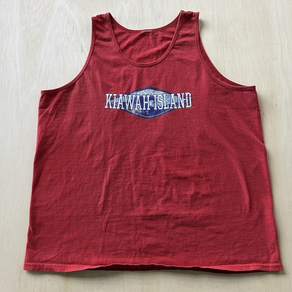 Vintage Kiawah Island Shirt Mens Large Red Tank Top Beach Travel Tee T-Shirt